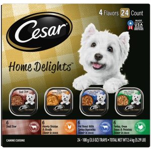 cesar home delights adult wet dog food,pot roast & vegetable, beef stew, turkey potato & green bean