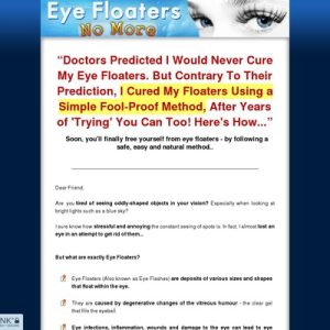 eye floaters no more get rid of eye floaters easily, naturally and forever