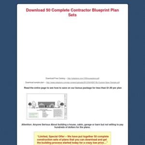 blueprints for houses, cabins, garages and barns: download 50 complete contractor blueprint plan sets